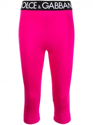 Спортивные легинсы с логотипом Dolce & Gabbana. Цвет: розовый