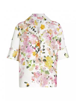 Рубашка Constance из смесового льна с цветочным принтом и пуговицами спереди , цвет scattered floral Aje
