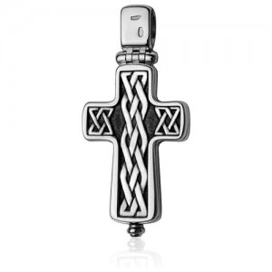 Крест из серебра Крест-мощевик (25402) София. Цвет: белый