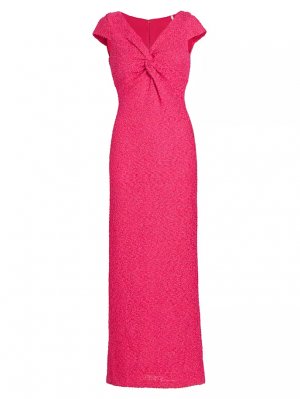 Вечернее платье из мягкого букле с V-образным вырезом , цвет shocking pink St. John