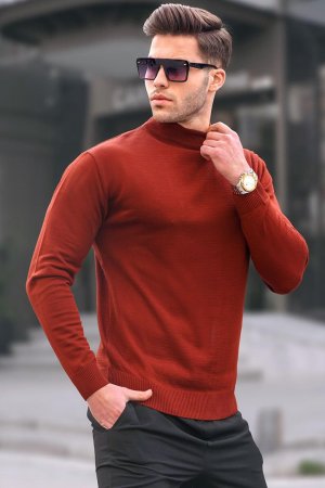 Мужской трикотажный свитер Tile Slim Fit с полуводолазкой 6343 MADMEXT