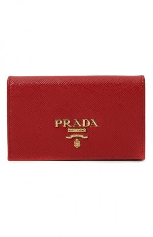 Кожаный футляр для кредитных карт Prada. Цвет: красный