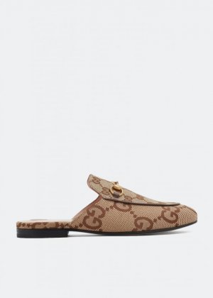 Слиперы GUCCI Princetown jumbo GG slippers, коричневый