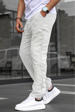 Мужские базовые брюки из белой муслиновой ткани , белый Madmext