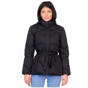 Куртка  зимняя, укороченная, силуэт прилегающий, водонепроницаемая, капюшон, пояс/ремень, размер 44, голубой Steinberg. Цвет: черный