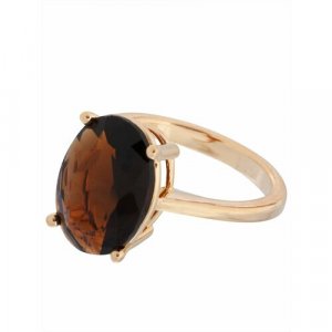 Кольцо помолвочное , фианит, размер 18, коричневый Lotus Jewelry. Цвет: коричневый