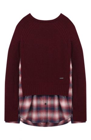 Комбинированный пуловер Dsquared2. Цвет: бордовый