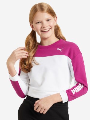 Свитшот для девочек Modern Sports Crew, Белый, размер 117-128 PUMA. Цвет: белый