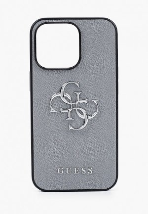 Чехол для iPhone Guess 13 Pro, PU Saffiano 4G Big metal logo Grey. Цвет: серый