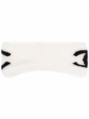 Меховая повязка на голову 2010-х годов с логотипом Chanel Pre-Owned. Цвет: белый