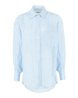 Льняная рубашка Forte Dei Marmi Couture. Цвет: синий+белый