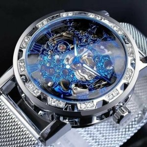 Наручные часы 8965-сг, серебряный, голубой WINNER. Цвет: голубой/серебристый