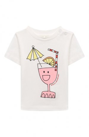 Хлопковая футболка Stella McCartney. Цвет: кремовый