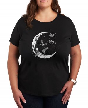 Модная футболка больших размеров с рисунком лунной бабочки , черный Air Waves