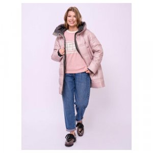 Куртка , демисезон/зима, удлиненная, силуэт свободный, ультралегкая, несъемный капюшон, манжеты, стеганая, карманы, подкладка, утепленная, влагоотводящая, ветрозащитная, размер 46, розовый Franco Vello. Цвет: розовый