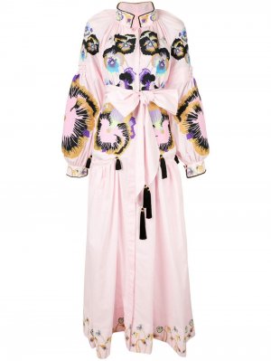 Платье макси Pansy с вышивкой Yuliya Magdych. Цвет: розовый