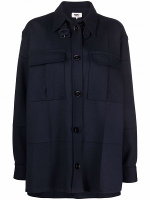 Фетровая куртка-рубашка MM6 Maison Margiela. Цвет: черный