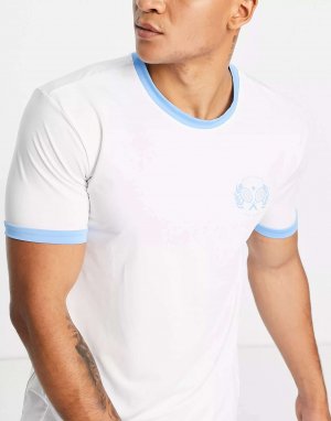 Белая теннисная футболка с логотипом South Beach. Цвет: белый