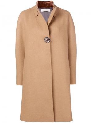 Однобортное пальто Mantu. Цвет: коричневый