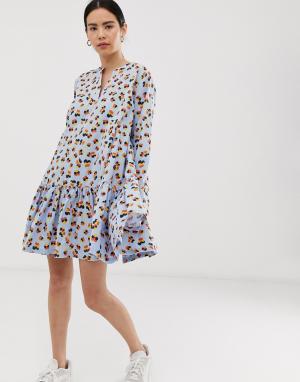 Свободное платье с абстрактным цветочным принтом -Мульти Mads Norgaard
