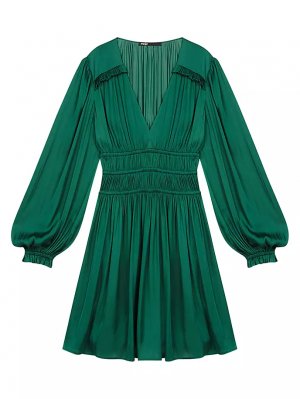 Короткое атласное платье , темно-зеленый Maje