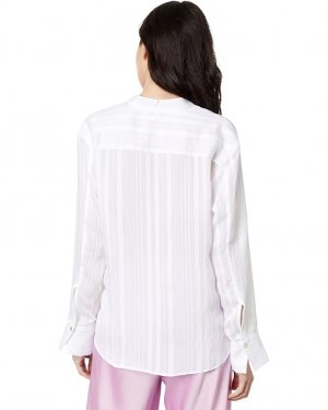 Рубашка Drapey Stripe Band Collar Shirt, цвет Optic White Vince