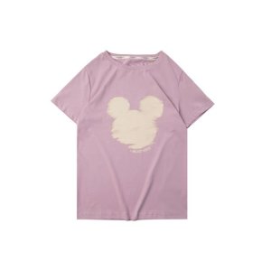 X Disney Kung Fu Mickey Silhouette Print Short Sleeve T-Shirt Women Tops Lavender AHSQ144-3 Li-Ning
