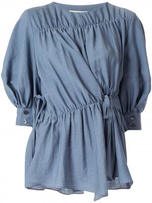 Блузка со сборками Goen.J. Цвет: синий