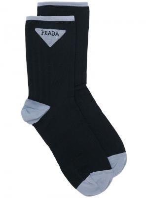 Носки с логотипом Prada. Цвет: чёрный