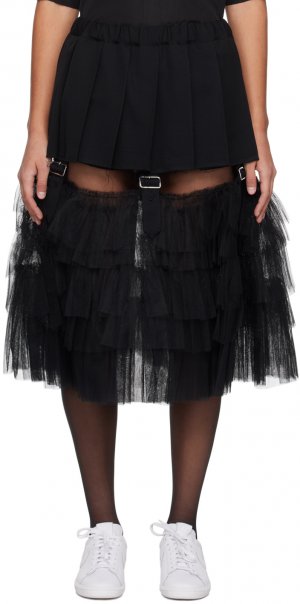 Черная юбка-миди с рюшами Comme Des Garcons, цвет Black Garçons