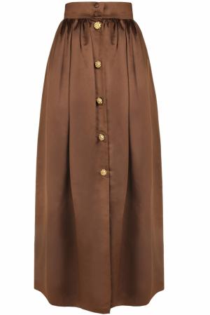 Шелковая юбка (80-е) Escada by Margaretha Ley. Цвет: коричневый