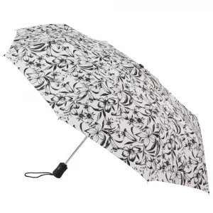 Зонт складной женский автоматический J346 черный/белый Fulton