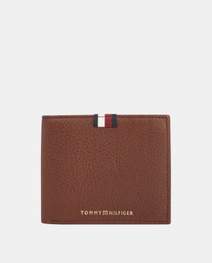 Кожаный кошелек с визитницей, бумажником и портмоне для монет, коричневый Tommy Hilfiger