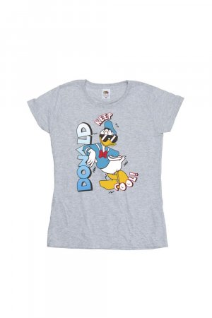 Прохладная хлопковая футболка с Дональдом Даком , серый Disney