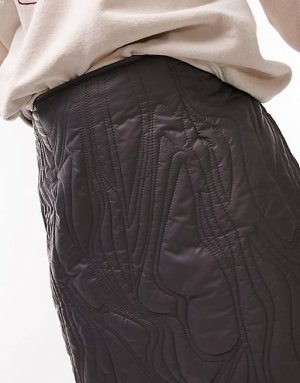 Темно-серая стеганая мини-юбка Topshop