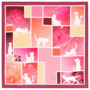 Платок ,65х65 см, розовый, бордовый Павловопосадская платочная мануфактура
