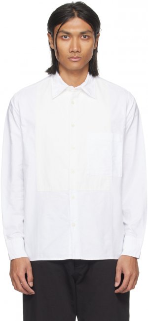 Белая рубашка с нагрудником спереди Universal Works