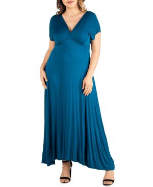 Женское макси-платье больших размеров с завышенной талией, бирюзовый 24Seven Comfort Apparel