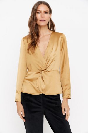 Золотая блузка , желтый Cortefiel