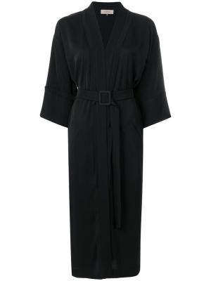 Пальто-кимоно длины миди с поясом Murmur. Цвет: черный