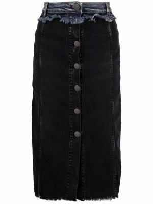 Джинсовая юбка-карандаш со вставками PINKO. Цвет: черный
