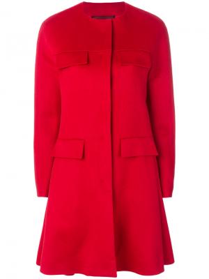 Расклешенное пальто без воротника Giambattista Valli. Цвет: красный
