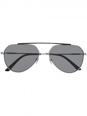 Солнцезащитные очки-авиаторы в матовой квадратной оправе Calvin Klein. Цвет: черный