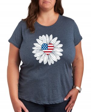 Модная футболка больших размеров с цветочным флагом и рисунком , синий Air Waves