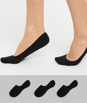 3 пары черных невидимых носков -Черный цвет Monki