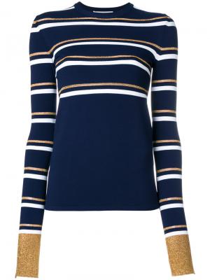 Пуловер слим в полоску Cédric Charlier. Цвет: синий