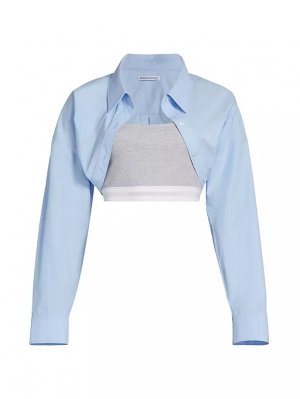 Болеро с заправленной рубашкой и комбинированный эластичный топ логотипом , синий Alexanderwang.T