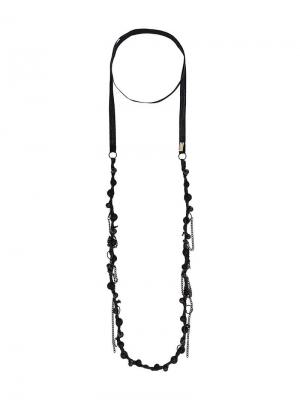 Длинное ожерелье с бусинами Ann Demeulemeester. Цвет: черный