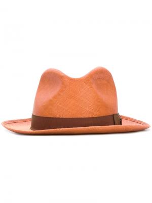 Классическая шляпа с контрастной тесьмой Loro Piana. Цвет: жёлтый и оранжевый