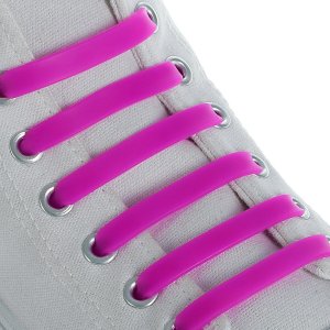 Набор шнурков для обуви, 6 шт, силиконовые, плоские, 13 мм, 9 см, цвет фиолетовый ONLITOP